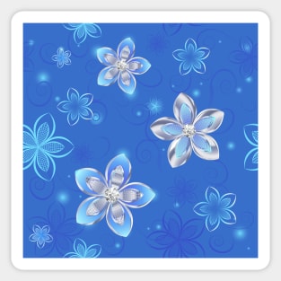 Seamless Pattern of Silver Flowers Sticker